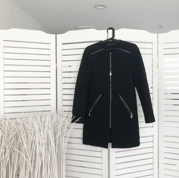 BNWOT Zara Black Zip Coat - Picture 1 of 5